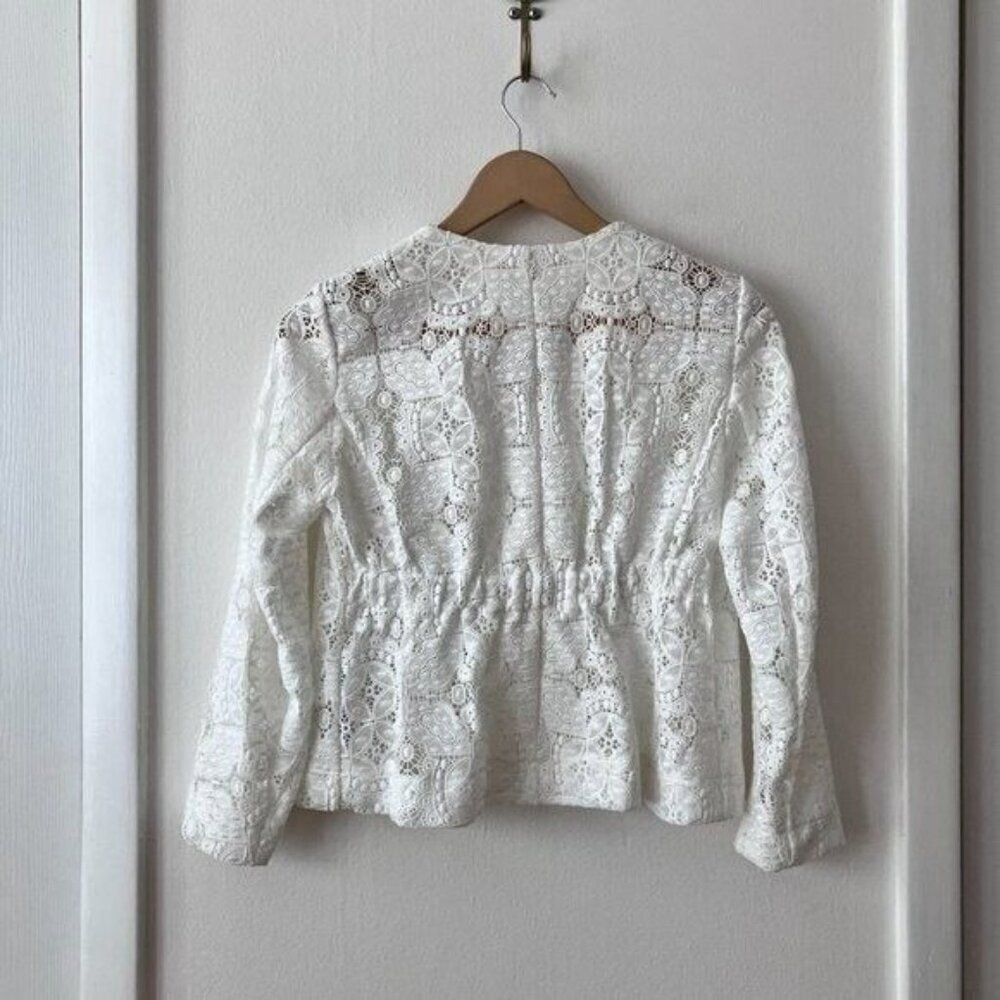 Maje Vimani Lace Embroidered Jacket in White - Picture 6 of 7